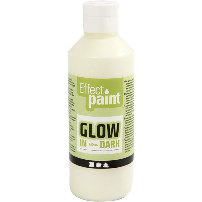 Glow in the Dark, Självlysande Färg, fluorescerande gul, 250ml/ 1 flaska