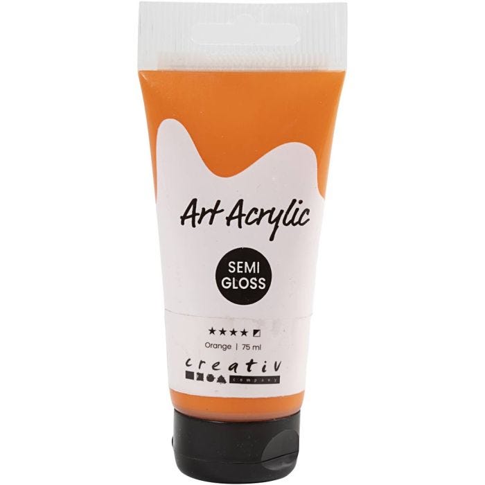 Akrylfärg, halvblank, semi opaque, orange, 75 ml/ 1 flaska