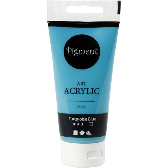 Akrylfärg, halvblank, täckande, turquoise blue, 75 ml/ 1 flaska