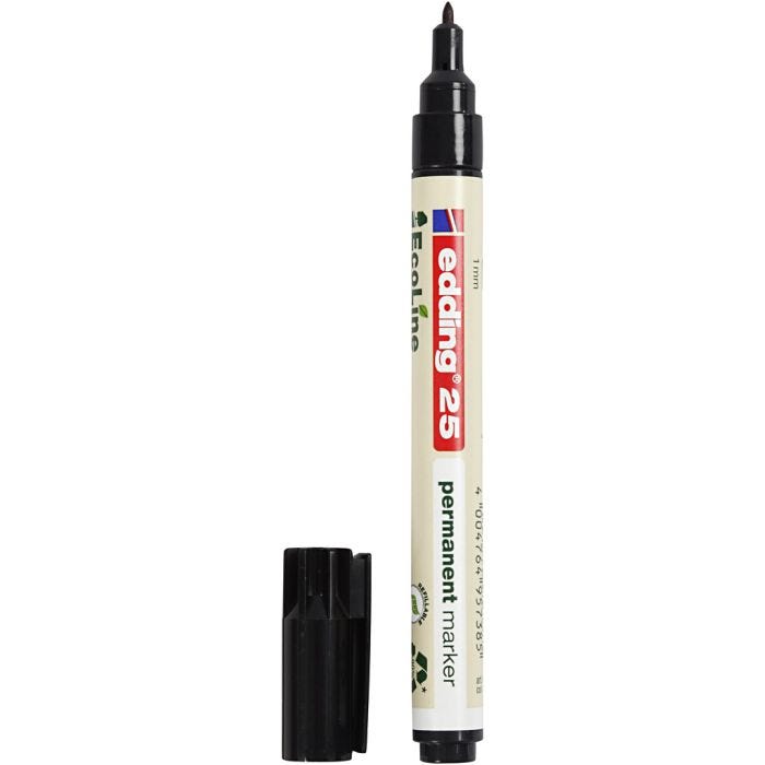 Edding EcoLine märkpen 25, nr. 25, spets 1 mm, svart, 1 st.