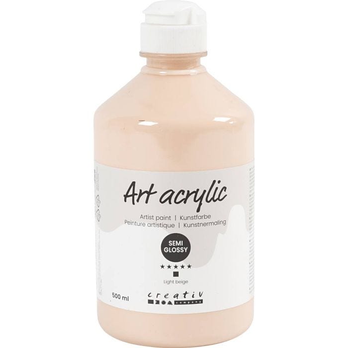 Akrylfärg, halvblank, täckande, ivory, 500 ml/ 1 flaska