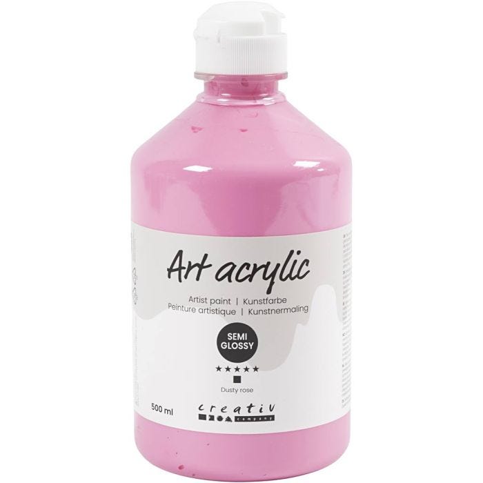 Akrylfärg, halvblank, täckande, dusty rose, 500 ml/ 1 flaska