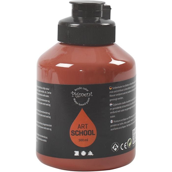 Akrylfärg, halvblank, semi transparent, burnt sienna, 500 ml/ 1 flaska