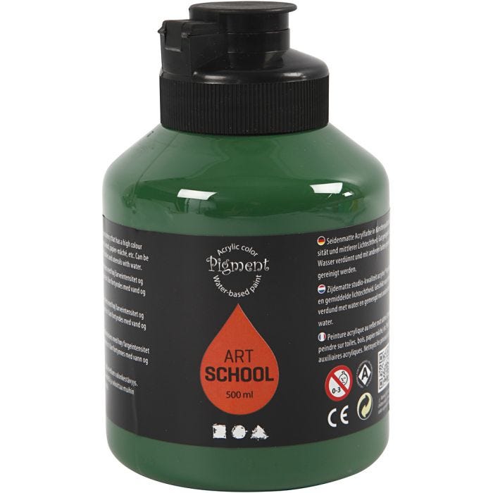 Akrylfärg, halvblank, semi transparent, mörkgrön, 500 ml/ 1 flaska