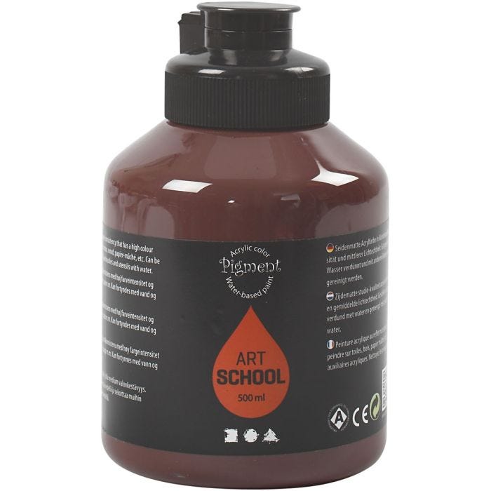 Akrylfärg, halvblank, täckande, burnt umber, 500 ml/ 1 flaska
