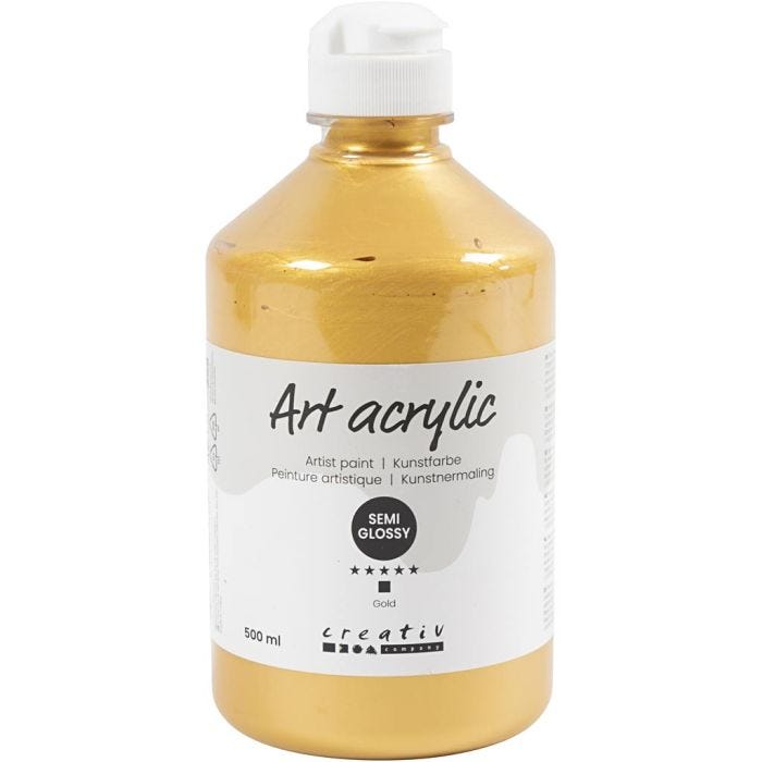 Akrylfärg, halvblank, täckande, guld, 500ml/ 1 flaska