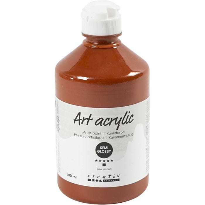 Akrylfärg, halvblank, täckande, raw sienna, 500 ml/ 1 flaska