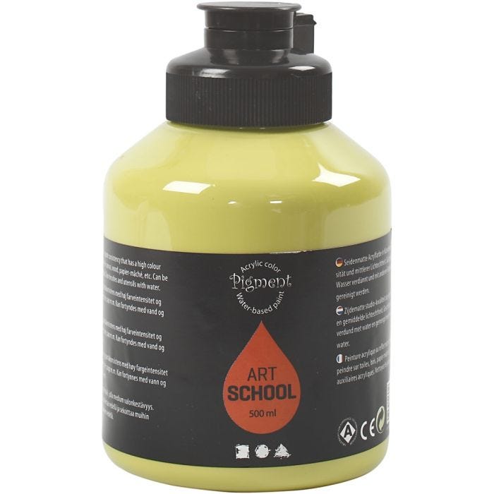 Akrylfärg, halvblank, semi transparent, kiwi, 500 ml/ 1 flaska