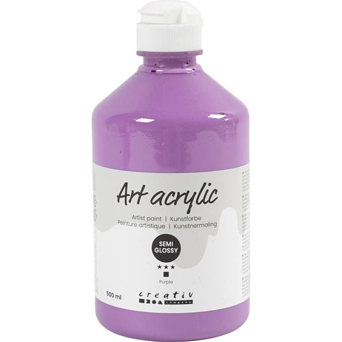 Akrylfärg, halvblank, täckande, lila, 500 ml/ 1 flaska