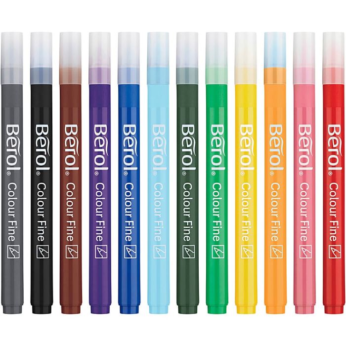 Berol Colourfine, spets 0,6 mm, mixade färger, 12 st./ 1 förp.