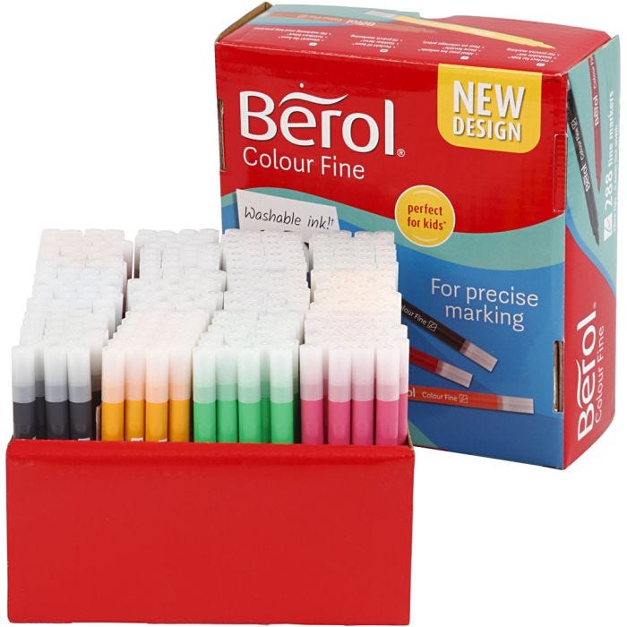 Berol Colourfine, spets 0,3-0,7 mm, mixade färger, 288 st./ 1 förp.