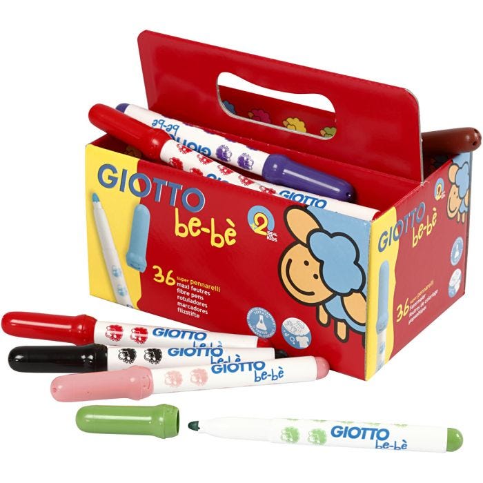 Giotto be-bè tuschpennor, Dia. 5 mm, spets 1-3 mm, mixade färger, 36 st./ 1 förp.