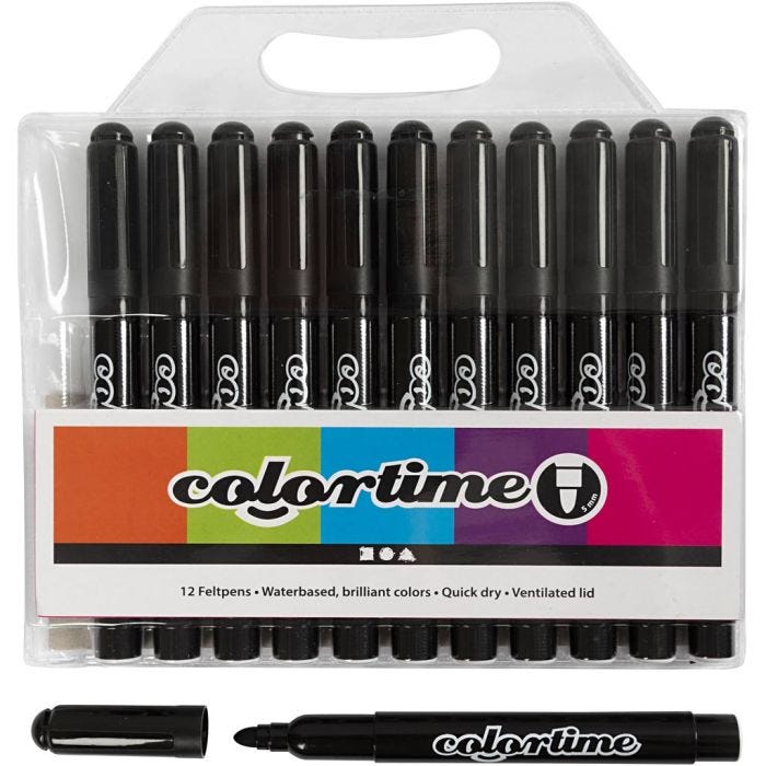 Colortime-pennor, spets 5 mm, svart