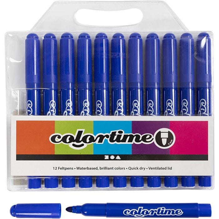 Colortime-pennor, spets 5 mm, blå, 12 st./ 1 förp.