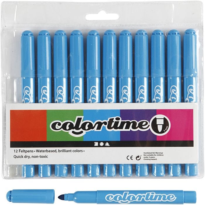 Colortime-pennor, spets 5 mm, ljusblå, 12 st./ 1 förp.