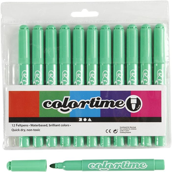 Colortime-pennor, spets 5 mm, ljusgrön, 12 st./ 1 förp.
