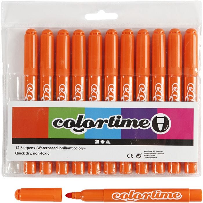 Colortime-pennor, spets 5 mm, orange, 12 st./ 1 förp.