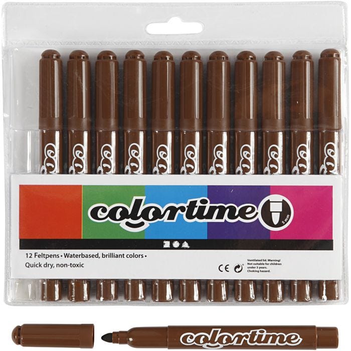 Colortime-pennor, spets 5 mm, brun, 12 st./ 1 förp.