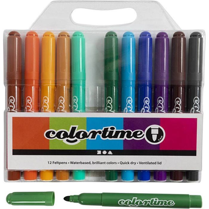 Colortime-pennor, spets 5 mm, kompletterande färger, 12 st./ 1 förp.