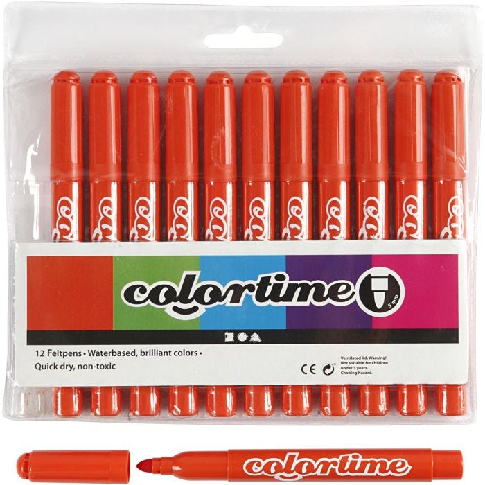 Colortime-pennor, spets 5 mm, mörkorange, 12 st./ 1 förp.