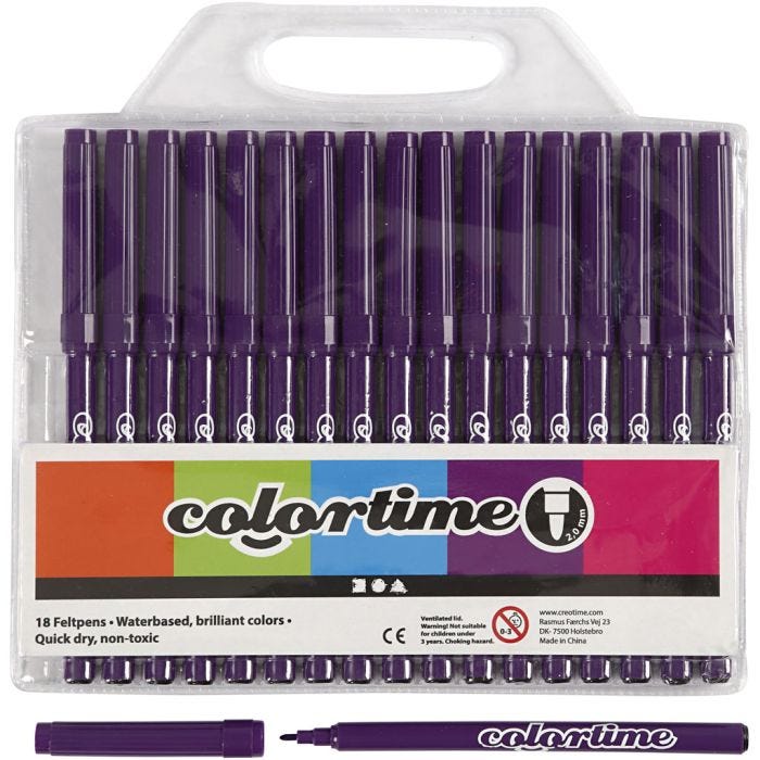 Colortime-pennor, spets 2 mm, lila