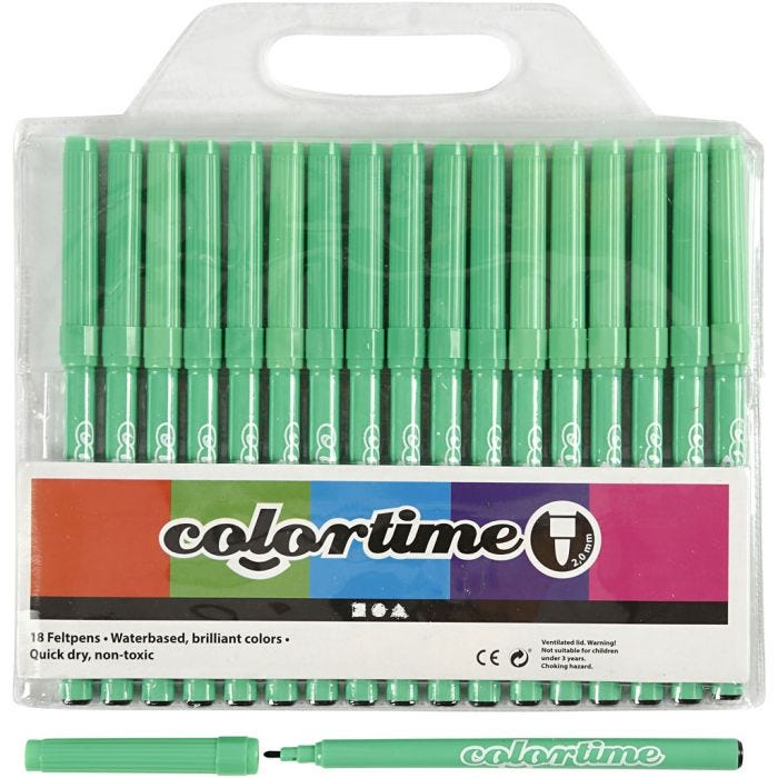 Colortime-pennor, spets 2 mm, ljusgrön, 18 st./ 1 förp.