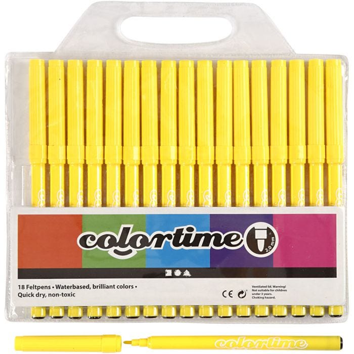 Colortime-pennor, spets 2 mm, citrongul, 18 st./ 1 förp.