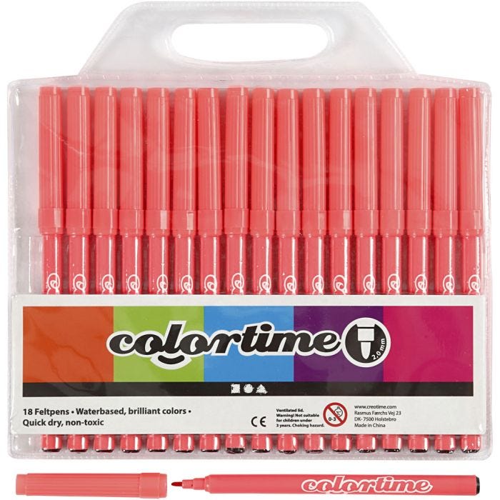 Colortime-pennor, spets 2 mm, rosa