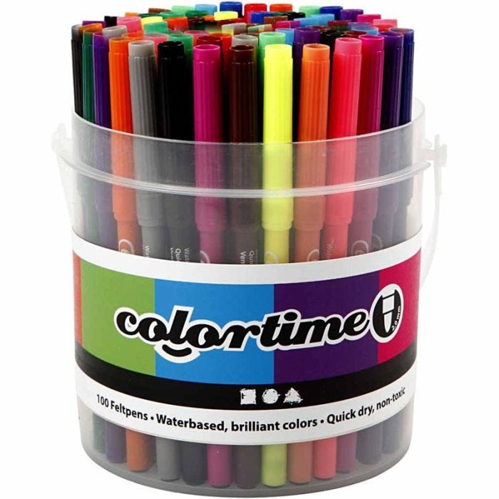 Colortime-pennor, spets 2 mm, mixade färger