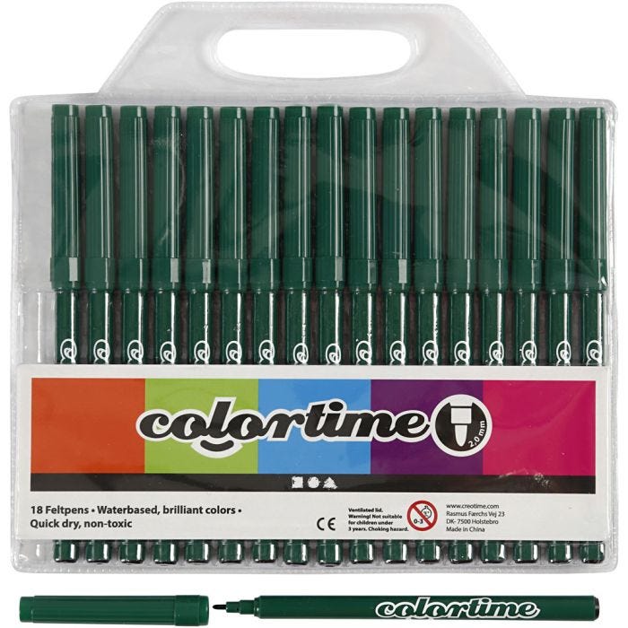 Colortime-pennor, spets 2 mm, mörkgrön