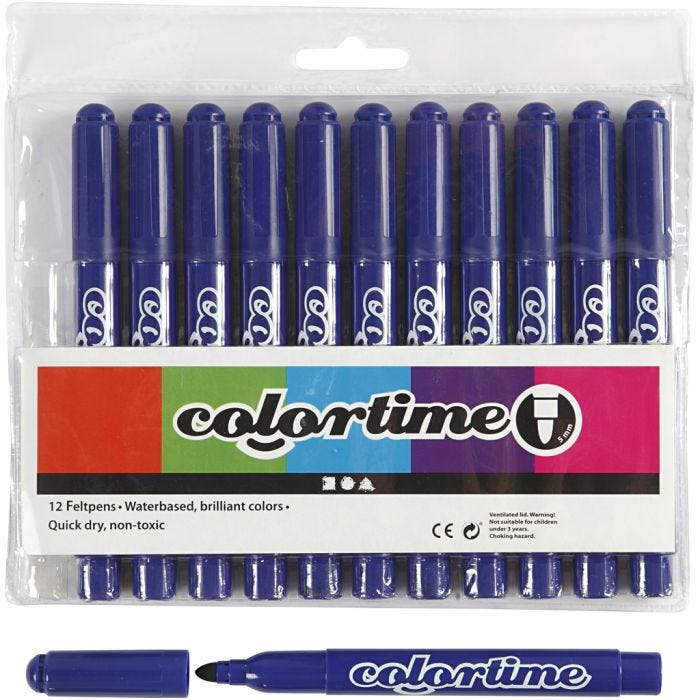 Colortime-pennor, spets 5 mm, mörkblå, 12 st./ 1 förp.