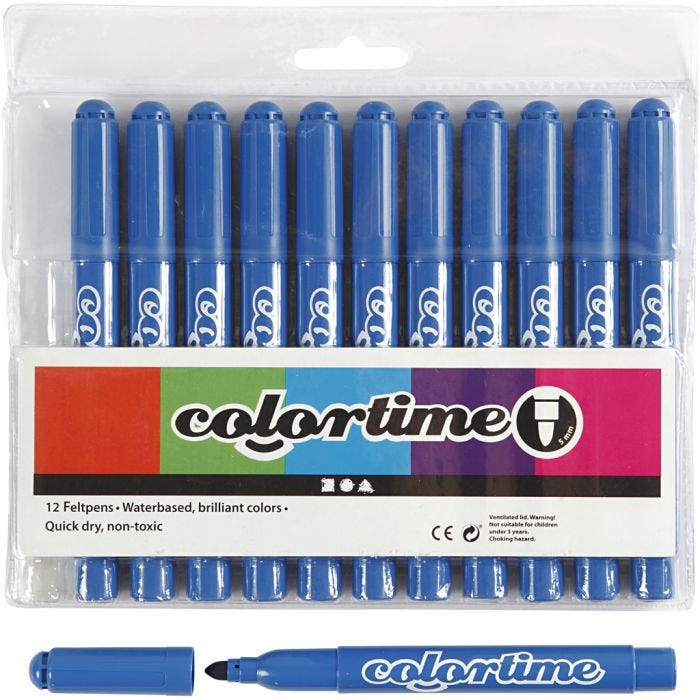 Colortime-pennor, spets 5 mm, azure, 12 st./ 1 förp.