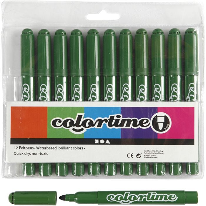 Colortime-pennor, spets 5 mm, grangrön, 12 st./ 1 förp.