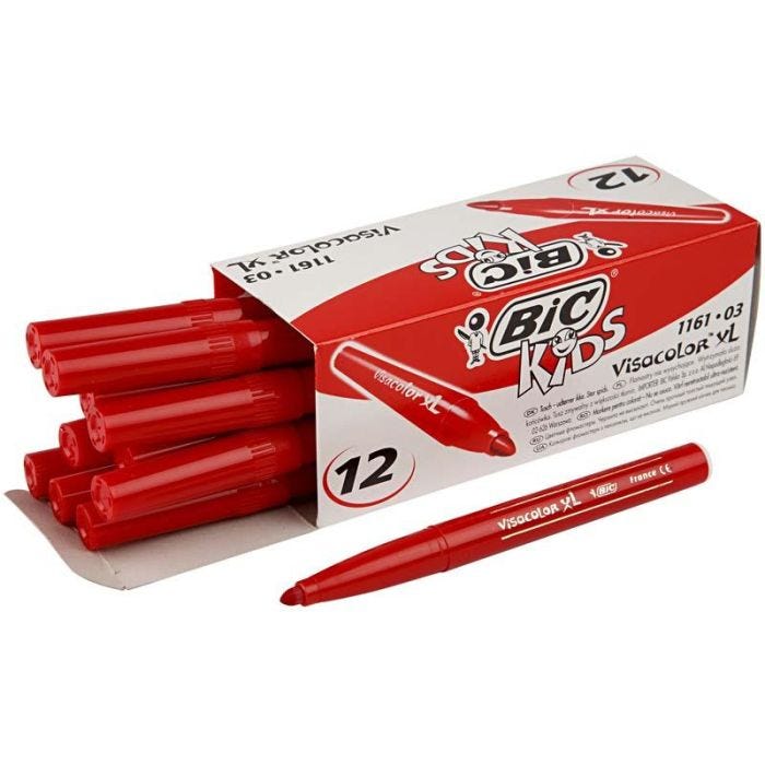BIC Visa Color Tusch, spets 3 mm, röd, 12 st./ 1 förp.