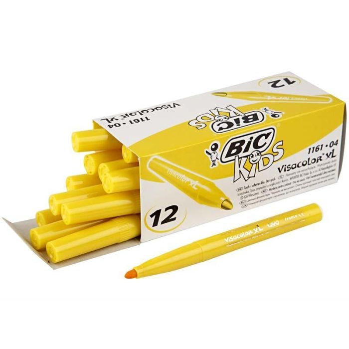 BIC Visa Color Tusch, spets 3 mm, gul, 12 st./ 1 förp.