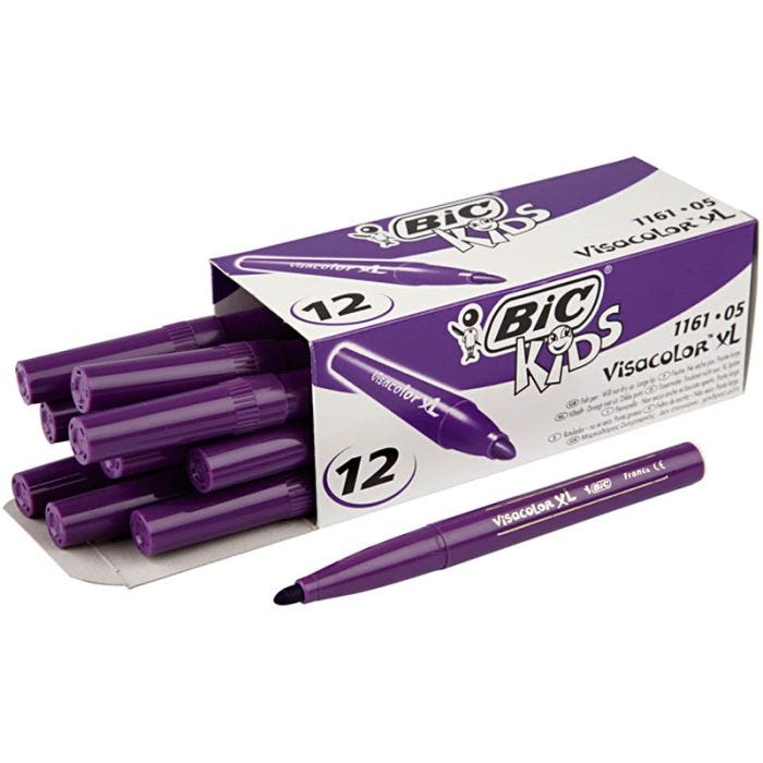 BIC Visa Color Tusch, spets 3 mm, mörklila, 12 st./ 1 förp.