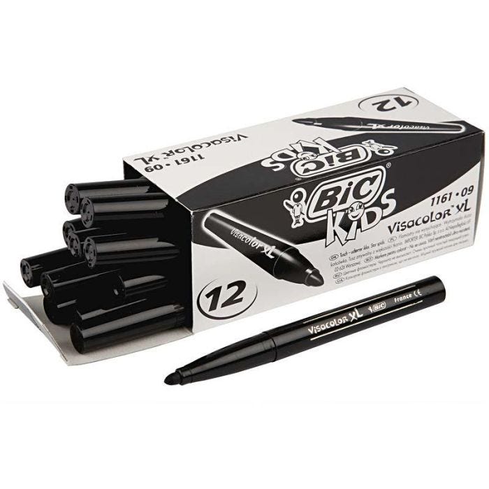 BIC Visa Color Tusch, spets 3 mm, svart, 12 st./ 1 förp.