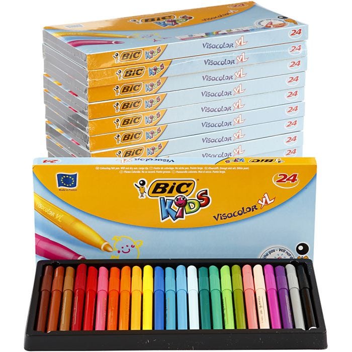 BIC Visa Color Tusch, spets 3 mm, mixade färger, 12x24 st./ 1 förp.
