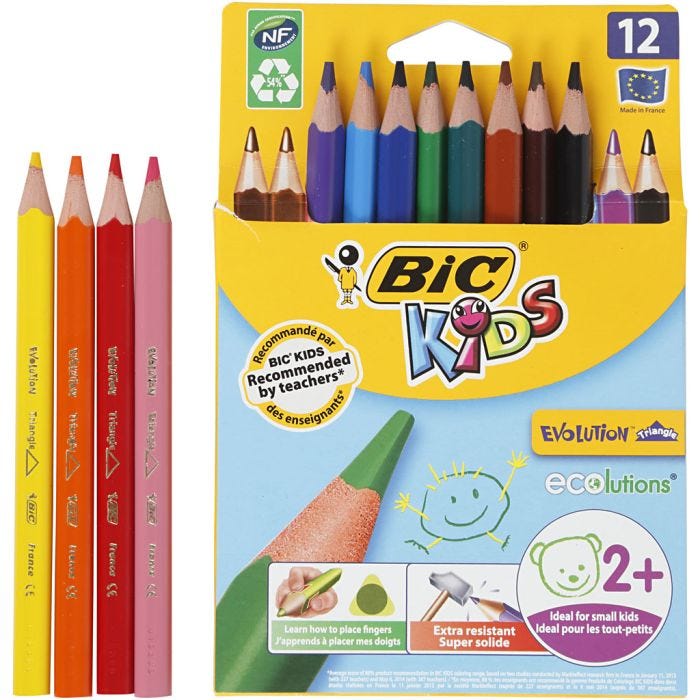 BIC Evolution Färgpennor, L: 14 cm, kärna 5 mm, mixade färger, 12 st./ 1 förp.