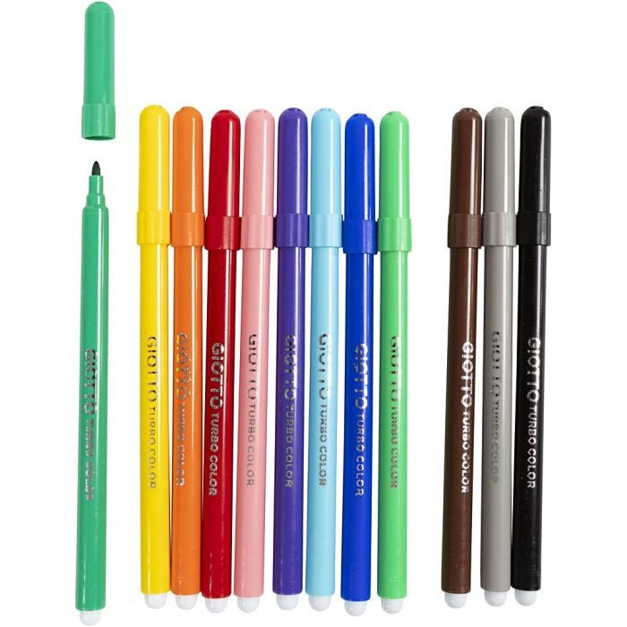 GIOTTO-tuschpennor, spets 2,8 mm, mixade färger, 12 st./ 1 förp.
