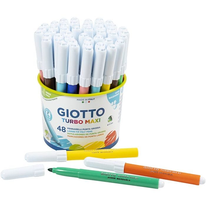 GIOTTO-tuschpennor, spets 5 mm, mixade färger, 48 st./ 1 hink