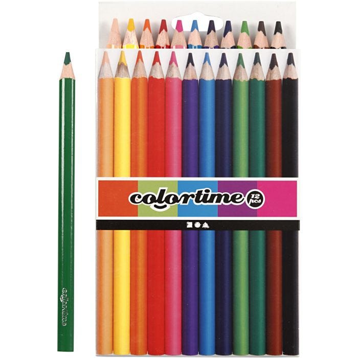 Colortime Färgpennor, L: 17,45 cm, kärna 5 mm, JUMBO, mixade färger, 12st./ 1 förp.