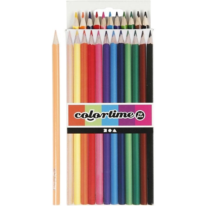 Colortime Färgblyerts, L: 17,45 cm, kärna 3 mm, mixade färger, 12st./ 1 förp.