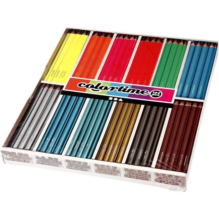 Colortime Färgblyerts, L: 17,45 cm, kärna 3 mm, metallicfärger, neonfärger, 144st./ 1 förp.