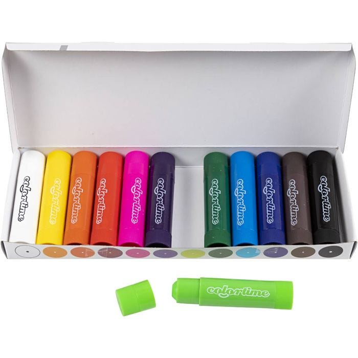 Soft Color Stick, L: 8 cm, mixade färger, 12 st./ 1 förp.
