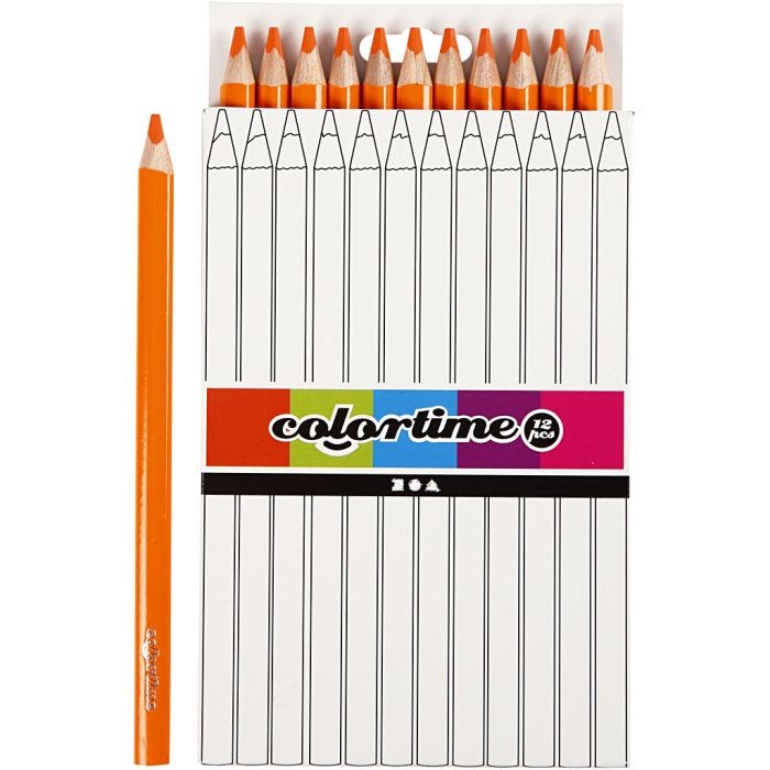 Colortime Färgpennor, L: 17,45 cm, kärna 5 mm, JUMBO, orange, 12 st./ 1 förp.