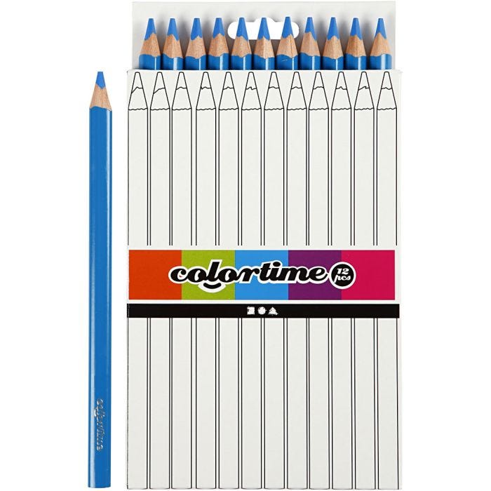 Colortime Färgpennor, L: 17,45 cm, kärna 5 mm, JUMBO, blå, 12 st./ 1 förp.