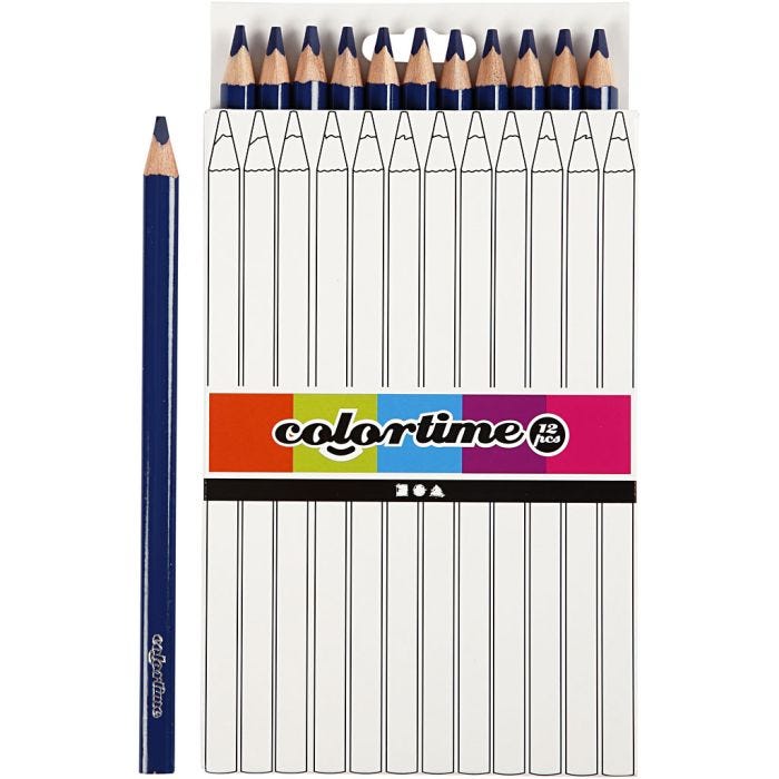 Colortime Färgpennor, L: 17,45 cm, kärna 5 mm, JUMBO, mörkblå, 12 st./ 1 förp.