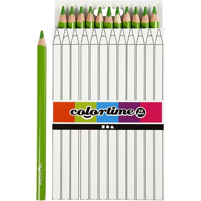 Colortime Färgpennor, L: 17,45 cm, kärna 5 mm, JUMBO, ljusgrön, 12 st./ 1 förp.