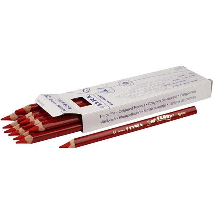 Lyra Super Ferby 1 färgpennor, L: 18 cm, kärna 6,25 mm, röd, 12 st./ 1 förp.